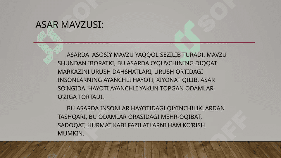 Ikki eshik orasi O’TKIR HOSHIMOV ROMAN BADIIY ASAR TAHLILI 7