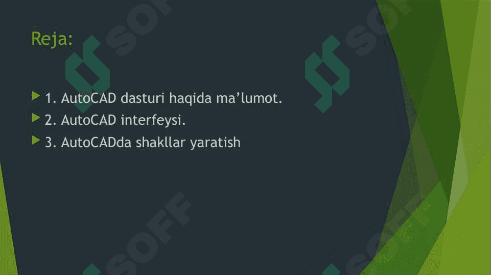 AutoCAD dasturiy paketida shakllar yaratish 2