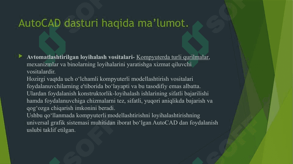 AutoCAD dasturiy paketida shakllar yaratish 3