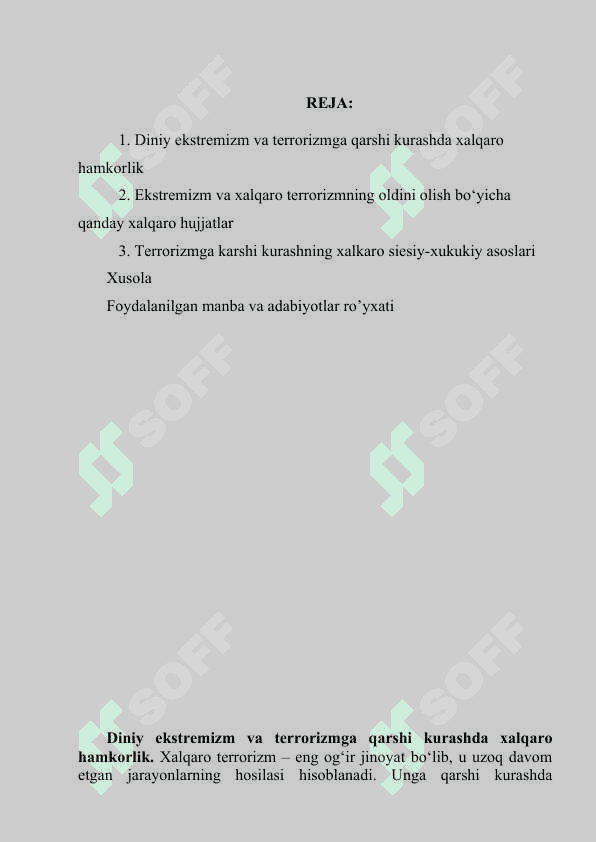 DINIY EKSTREMIZM VA TERRORIZMGA QARSHI KURASHNING XALQARO SIYOSIY – HUQUQIY ASOSLARI 2