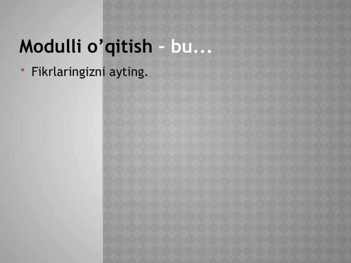 Modulli o'qitish