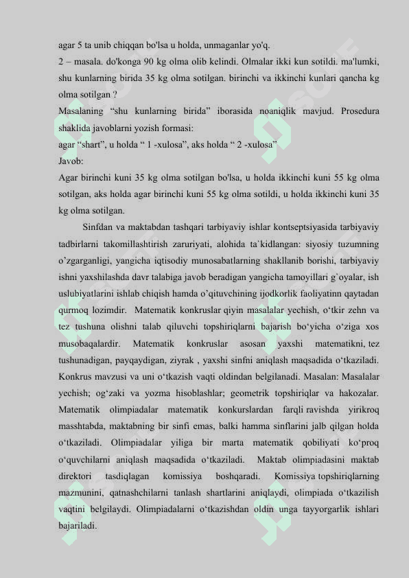 Matematika fanlaridan darsdan tashqari mashg’ulotlarni tashkil etish 8