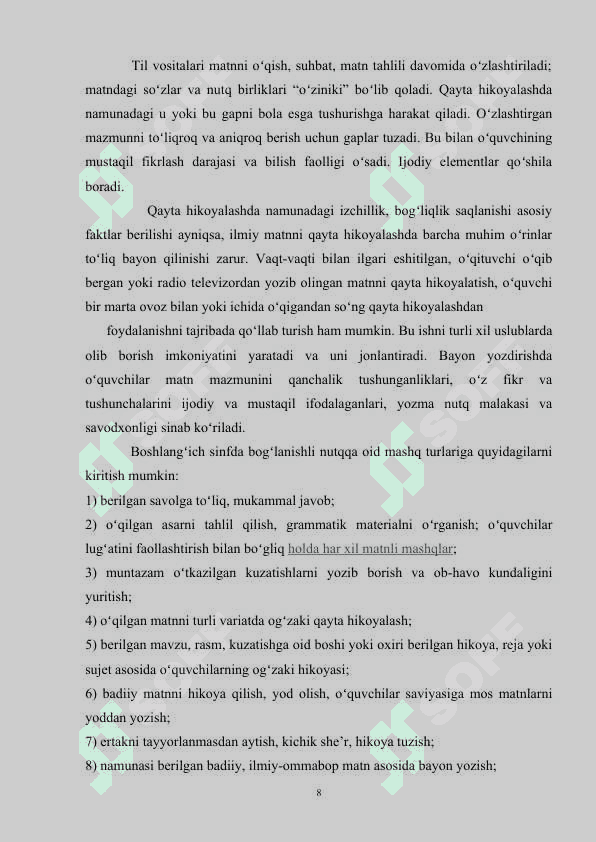 Boshlang'ich sinflarni bayon yozishga o'rgatish 7