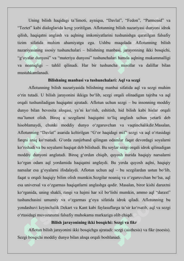 Aflotunning bilish nazariyasi 25 6