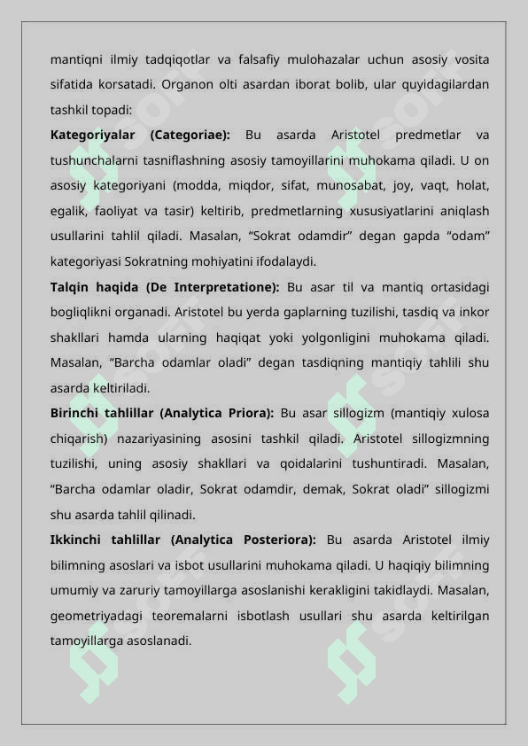 Aristotelning mantiqiy qarashlari 25 3