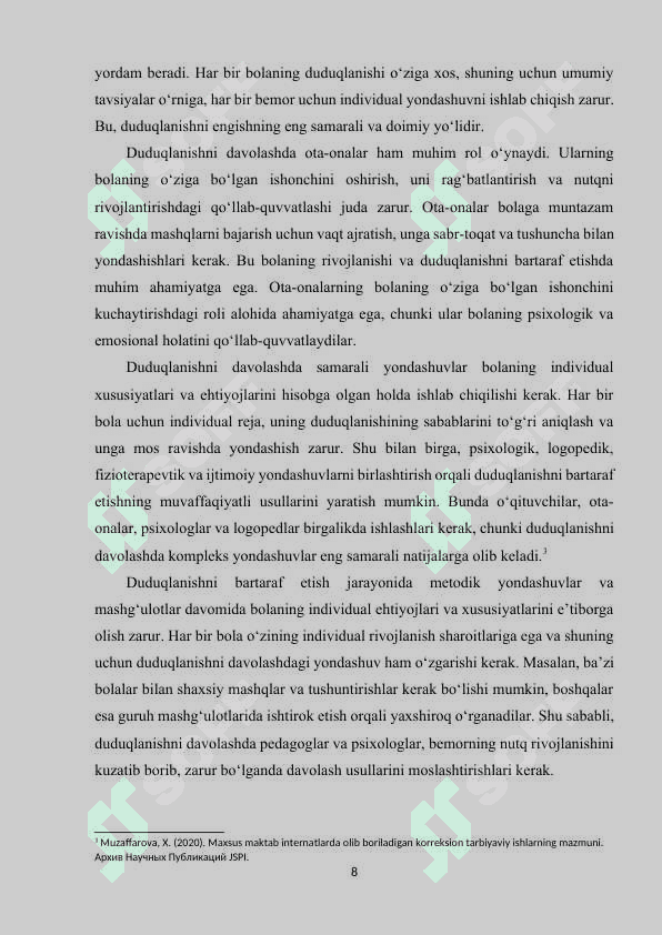 Maktabgacha yoshdagi duduqlanuvchi bolalar bilan ishlashning o‘ziga xos usullari. 7