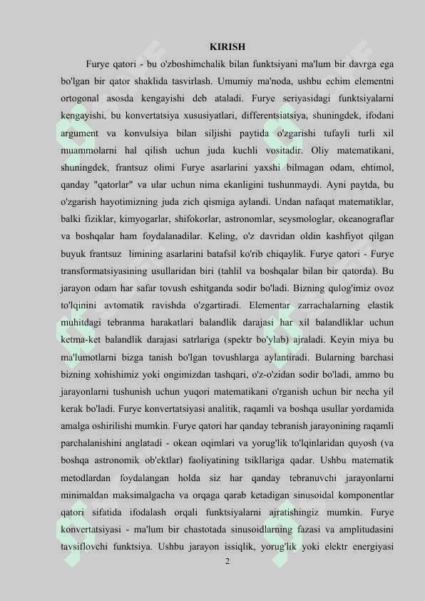 FURYE QATORINING YAQINLASHUVCHILIGI (MATEMATIK ANALIZ) 2