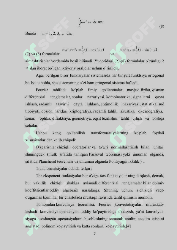 FURYE QATORINING YAQINLASHUVCHILIGI (MATEMATIK ANALIZ) 5