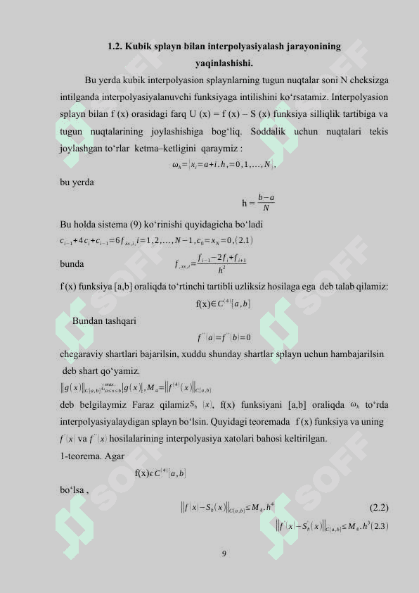 SPLAYNLAR YORDAMIDA FUNKSIYALARNI   YAQINLASHTIRISHNING MATLAB DASTURIDAGI   TADBIG’I.(KURS ISHI) 8