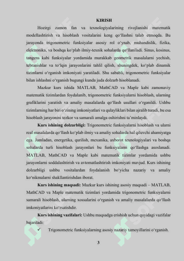 MATEMATIK TIZIMLARDA TRIGONOMETRIC FUNKSIYALAR BILAN ISHLASH (KURS ISHI) 2