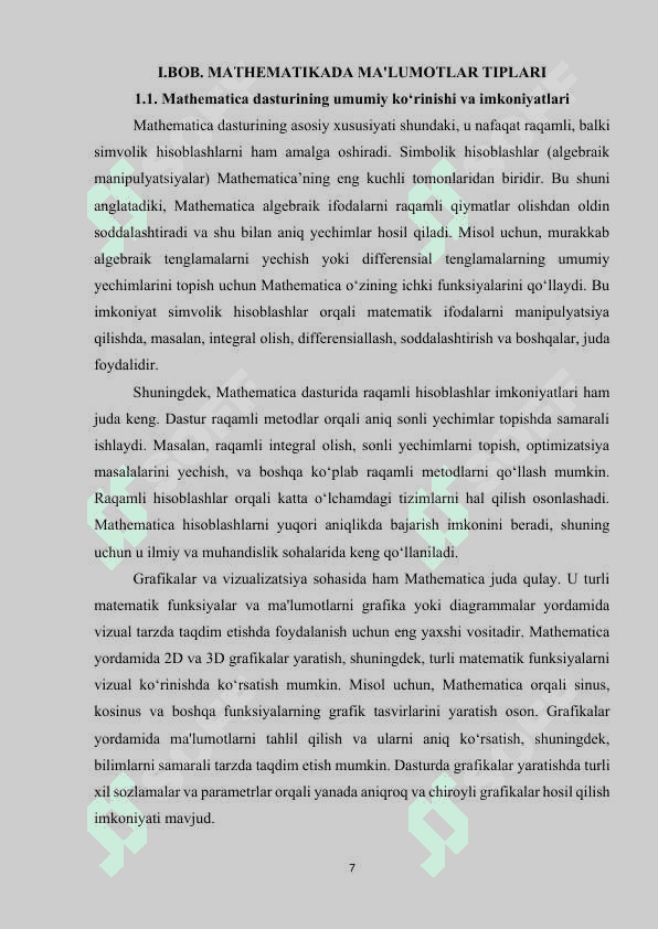 MATHEMATIKADA MA'LUMOTLAR TIPLARI OPERATORLAR VA FUNKSIYALAR 7