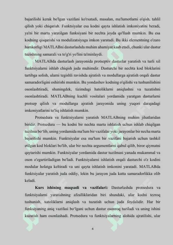 MATLABDA DASTURLASHTIRISH, PROTSEDURA VA FUNKSIYA  YARATISH VOSITALARI. 3