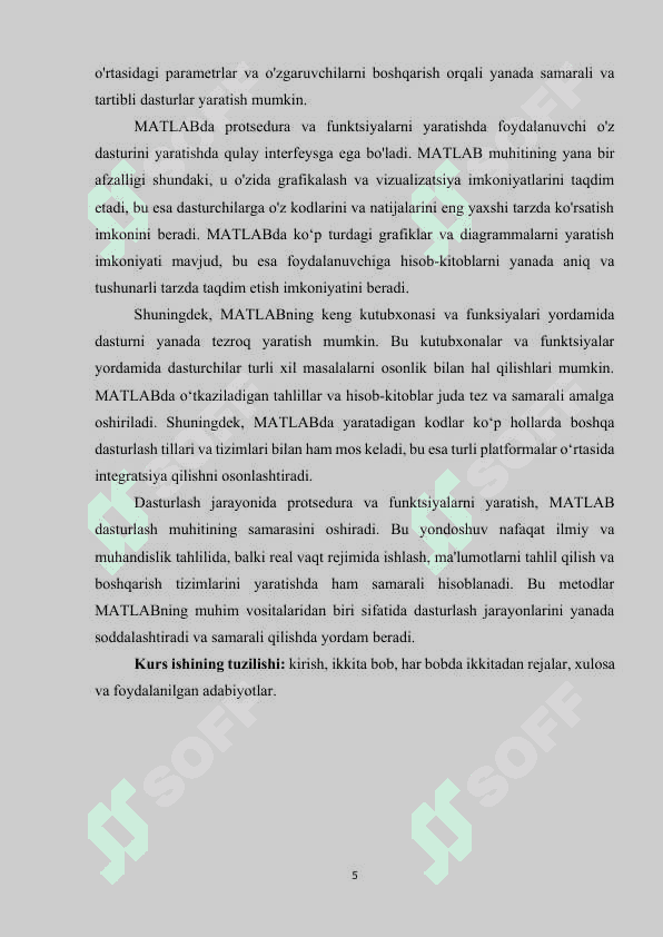 MATLABDA DASTURLASHTIRISH, PROTSEDURA VA FUNKSIYA  YARATISH VOSITALARI. 4