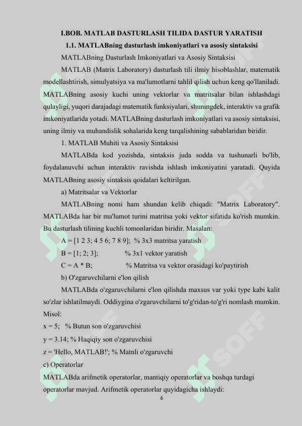 MATLABDA DASTURLASHTIRISH, PROTSEDURA VA FUNKSIYA  YARATISH VOSITALARI. 5