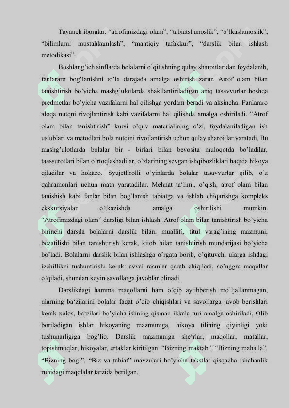 1-SINFLARDA TABIIY FANLAR FANINIG MAQSAD VA VAZIFALARI. 2