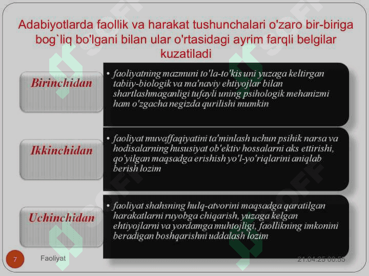 Faoliyat va uning tuzilishi 7