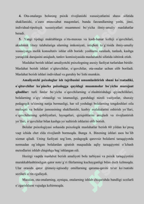 Amaliy psixolog faoliyatining asosiy ko`rinishlari 3