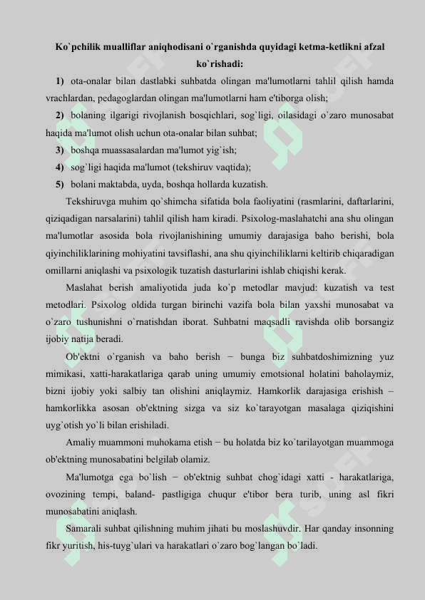 Amaliy psixolog faoliyatining asosiy ko`rinishlari 7