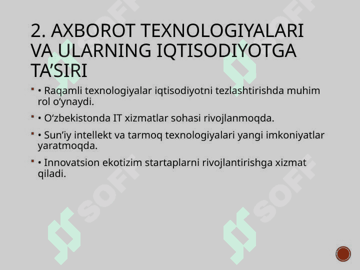Axborot jamiyati rivojlantirish strategiyasi Oʻzbekistoning raqamli iqtisodiyot dasturi.pptx 5