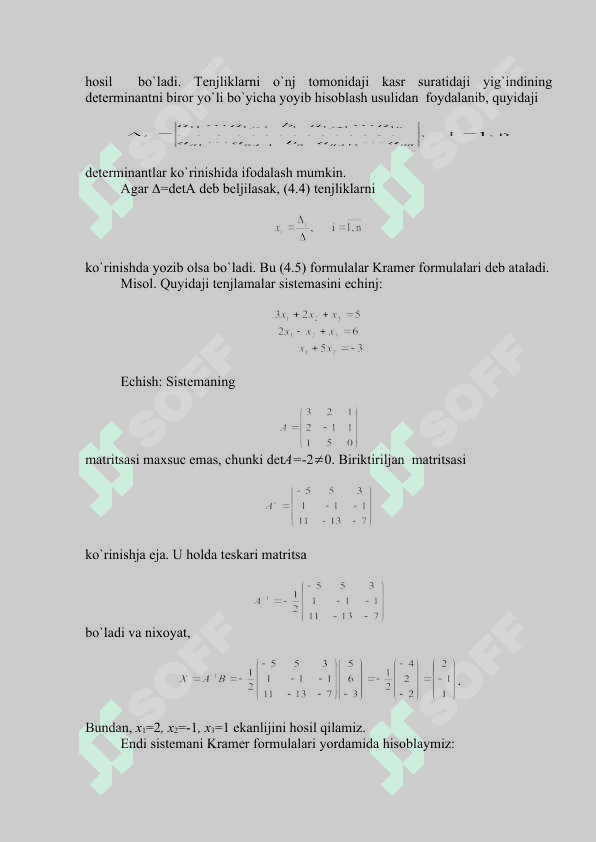 Bir jinsli tenglamalar sistemasi. Fundamental yechim 3