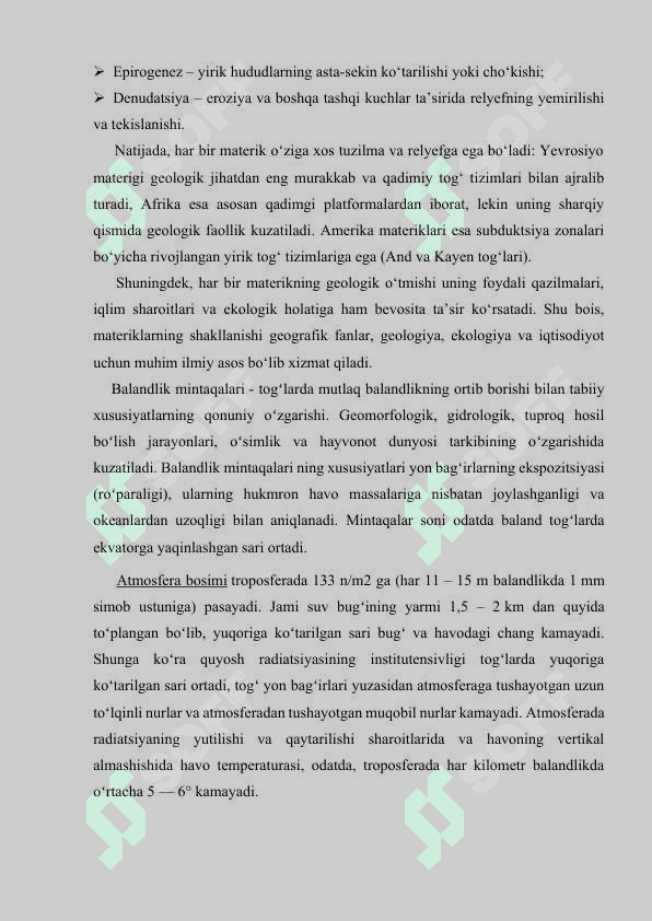 Materikda shaklangan balandlik mintaqalari 6