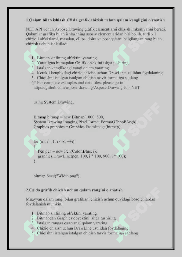 C# Grafik qalam bilan bilan ishlash.Grafika 2