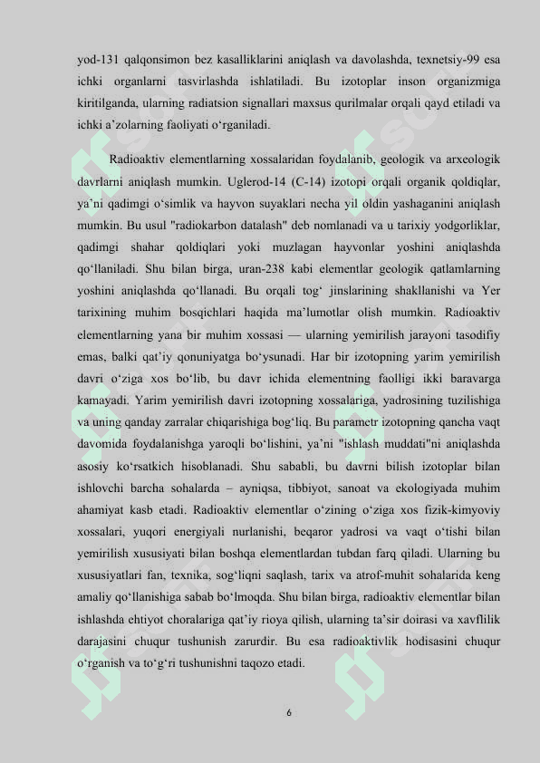radioaktiv elementlarning yemirilishi. (radioaktiv izotopning ishlash muddatini hisoblash. 6