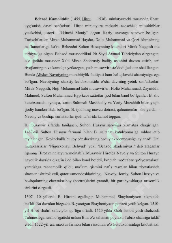 KAMOLIDDIN BEHZOD VA MINYATURA MADANIYATI VA SAN'ATI 2