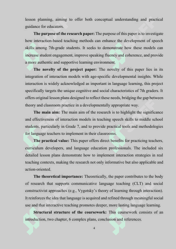 The importance of interaction models in teaching speech skills in 7th graders. 4