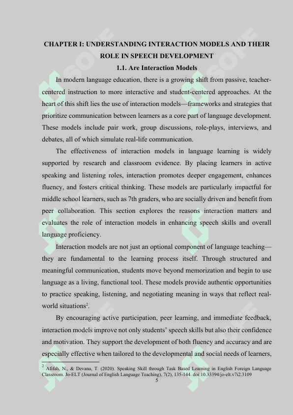 The importance of interaction models in teaching speech skills in 7th graders. 5