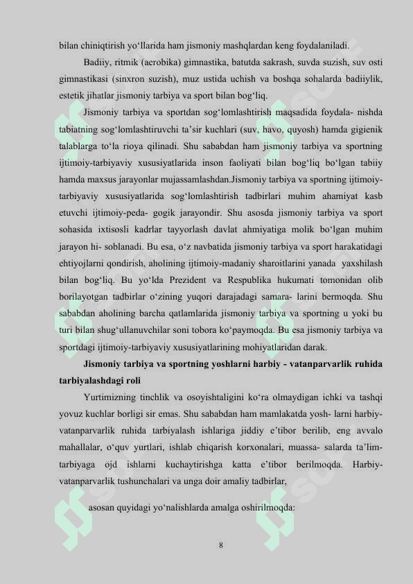Katta yoshdagilarda tashkil etadigan jismoniy tarbiya va sport 8