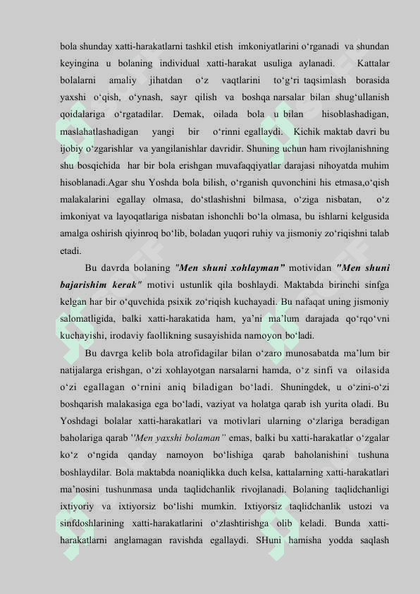 Kichik maktab yoshdagi bolalarning psixik taraqqiyotida o'qish faoliyatining o'rni 7