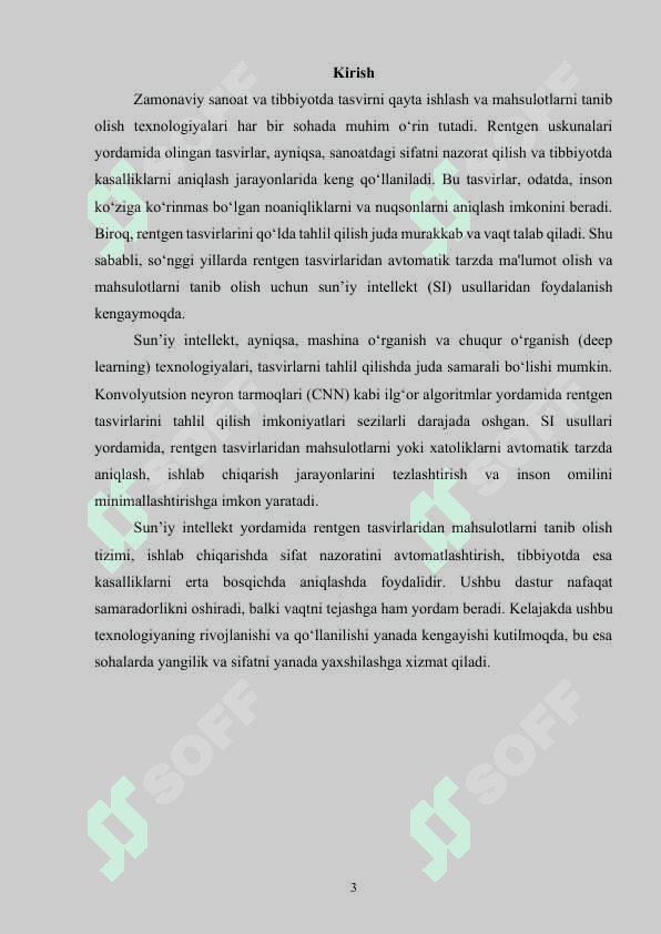 Sun’iy intellekt usullari asosida rentgen uskunalaridan olingan tasvirlardan mahsulotlarni tanib olish dasturini ishlab chiqish 3