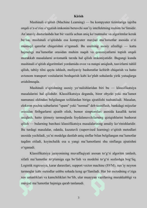 Mashinali o‘qitish usuli asosida klassifikatsiya masalalarini yechish 3