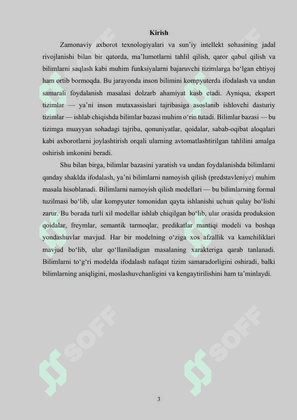 Bilimlar bazasi va bilimlarni namoyish qilish modellari tahlili 3