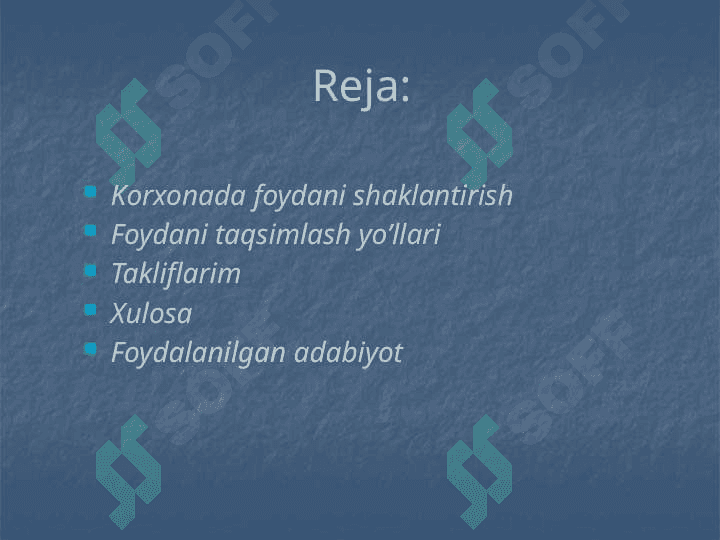 Korxonada foydani shaklantirish va undan samarali foydalanish yo’llari 2