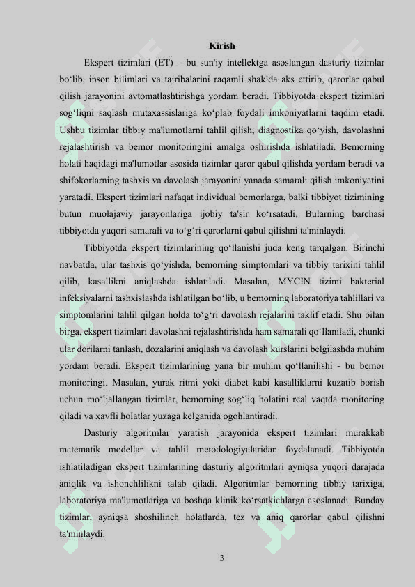 Ekspert tizimlarining tibbiyot sohasida qo‘llash dasturiy algoritmini ishlab chiqish 3