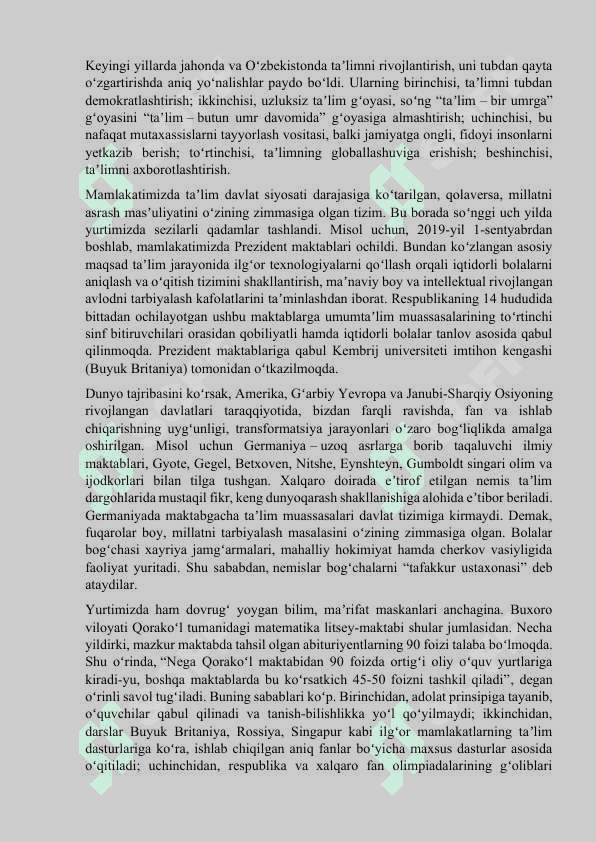 O'zbekistonda ta'lim tizimining milliy yo'naltirilganligi 8