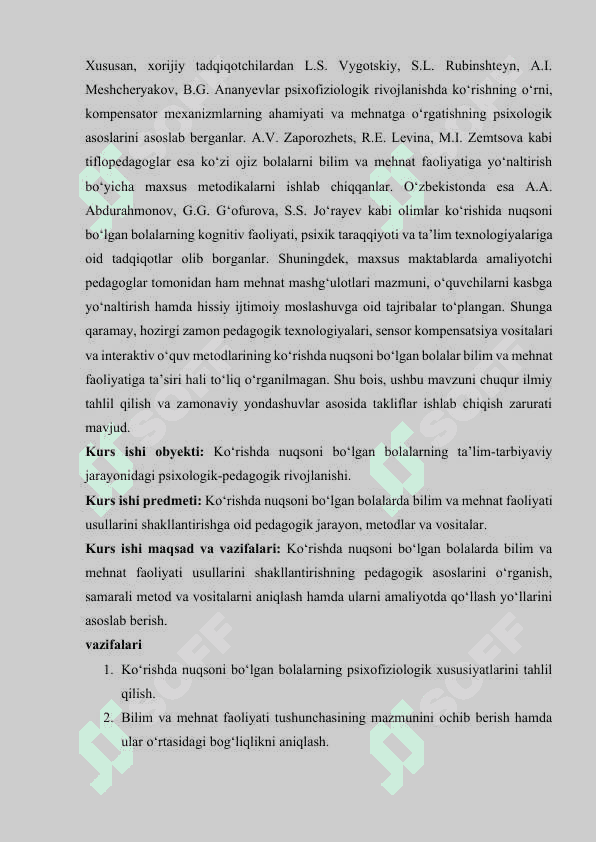Kòrishda nuqsoni bòlgan bolalarda bilim va mehnat faoliyati usullarini shakllantirish” 4