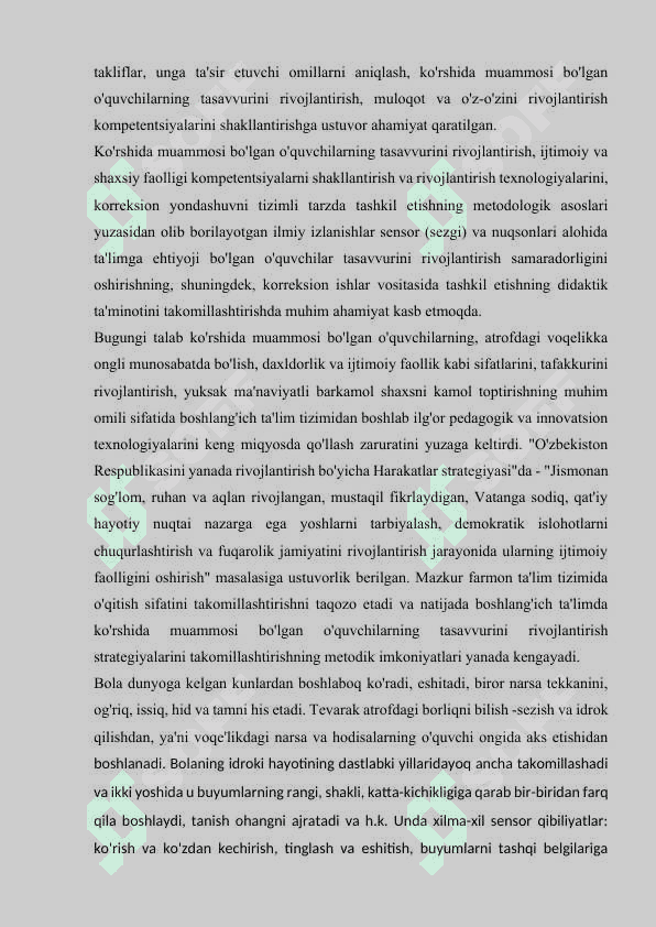Kòrishda nuqsoni bòlgan bolalarda bilim va mehnat faoliyati usullarini shakllantirish” 8