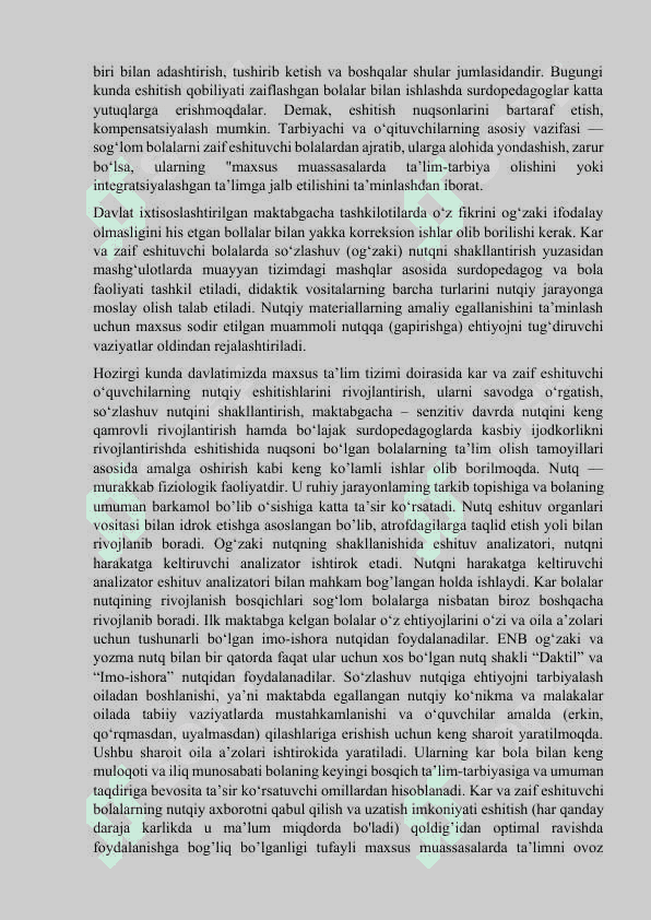 Eshitishida nuqsoni boʻlgan bolalarni bogʻlangan nutqini rivojlantirish boʻyicha olib boriladigan ish turlari. 7