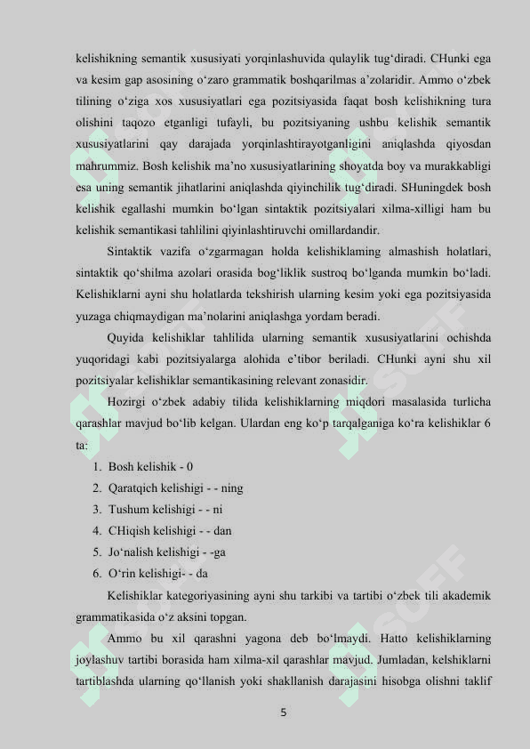 BOSHLANG'ICH SINF O'QUVCHILARIGA ONA TILI DARSLARIDA KELISHIKLAR MAVZUSUNI O'RGATISH METODIKASI 5
