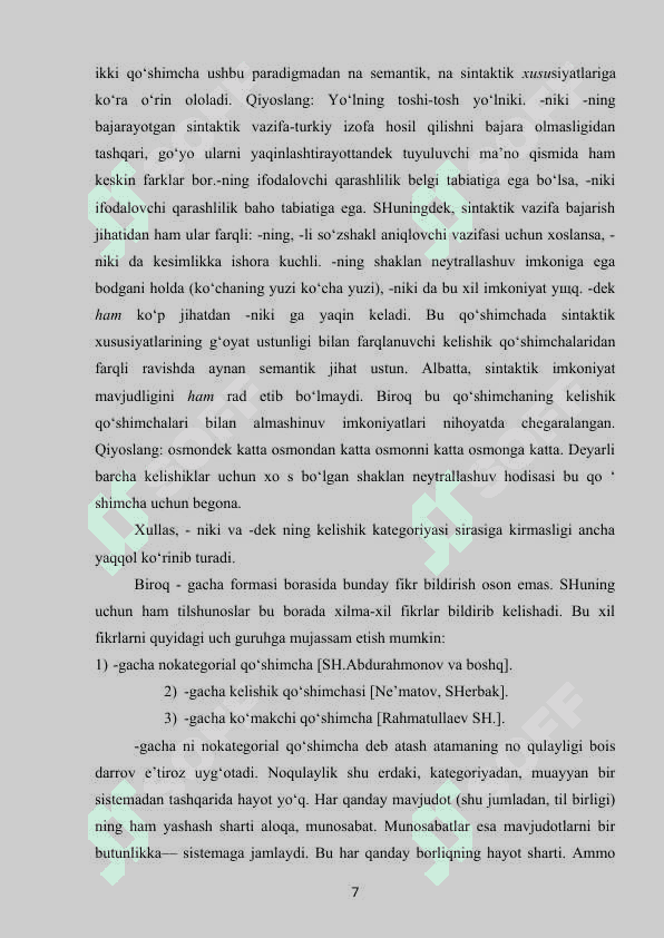 BOSHLANG'ICH SINF O'QUVCHILARIGA ONA TILI DARSLARIDA KELISHIKLAR MAVZUSUNI O'RGATISH METODIKASI 7