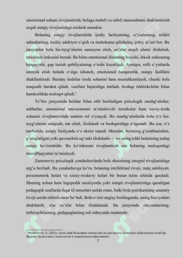 Nutq nuqsoniga ega bolalarda xissiy-iroda sohasini psixokorreksiyalash 7