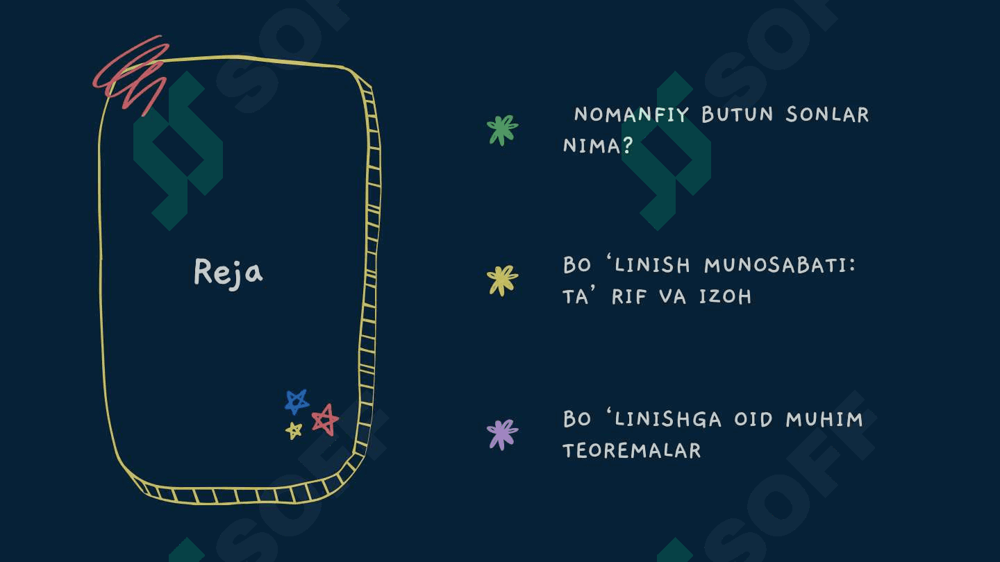 Nomanfiy butun sonlar to'plamida bo'linish munosabatining ta'rifi va xossalari 2