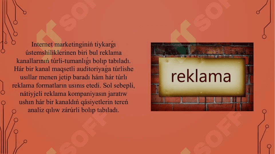 Internet kanallarında reklama qılıwdı joybarlaw hám shόlkemlestiriw 2