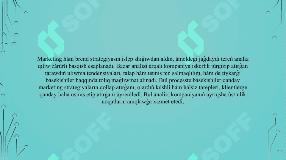 Marketing hám brend strategiyasın islep shıģıw 2