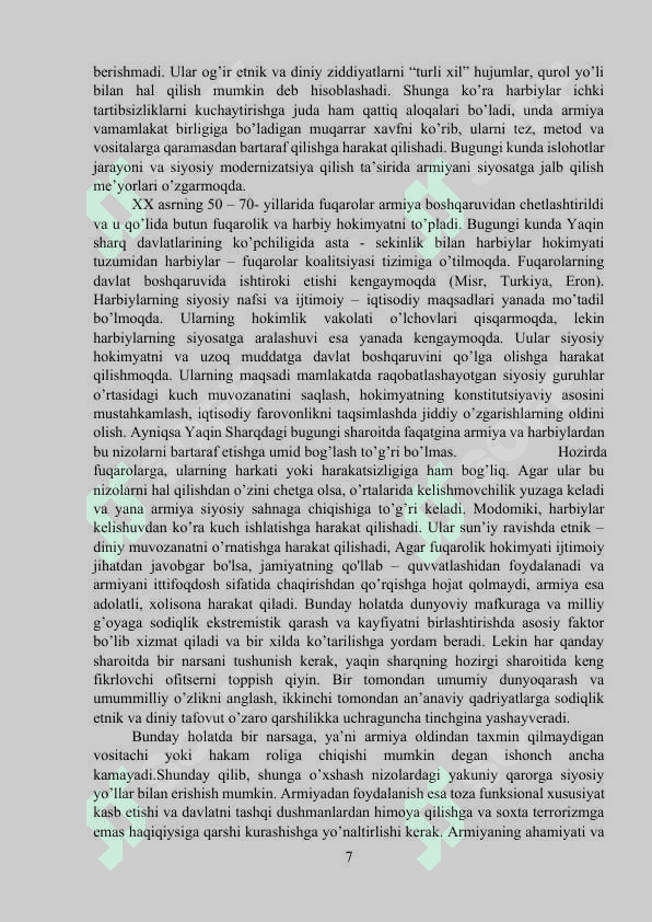 TURKIYA XX ASRNING 60-70- YILLARIDAGI HARBIY TUZUM DAVRIDA 7