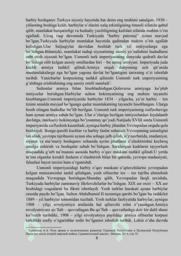 TURKIYA XX ASRNING 60-70- YILLARIDAGI HARBIY TUZUM DAVRIDA 8