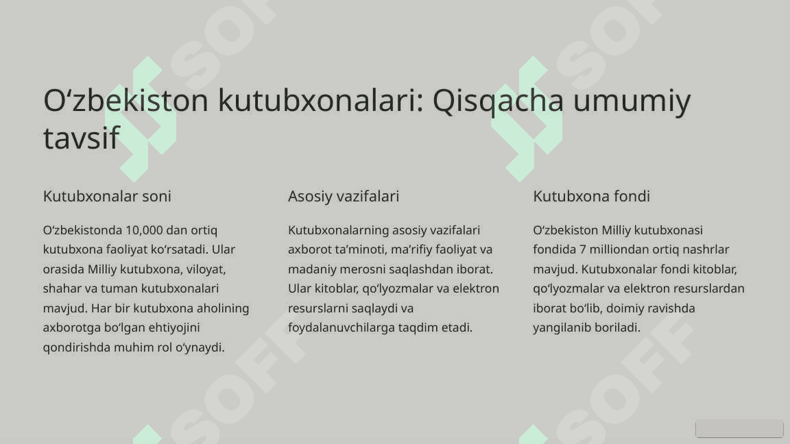 Oʻzbekistonda kutubxonachilik ishini tashkil etishning hududiy xususiyatlari 3